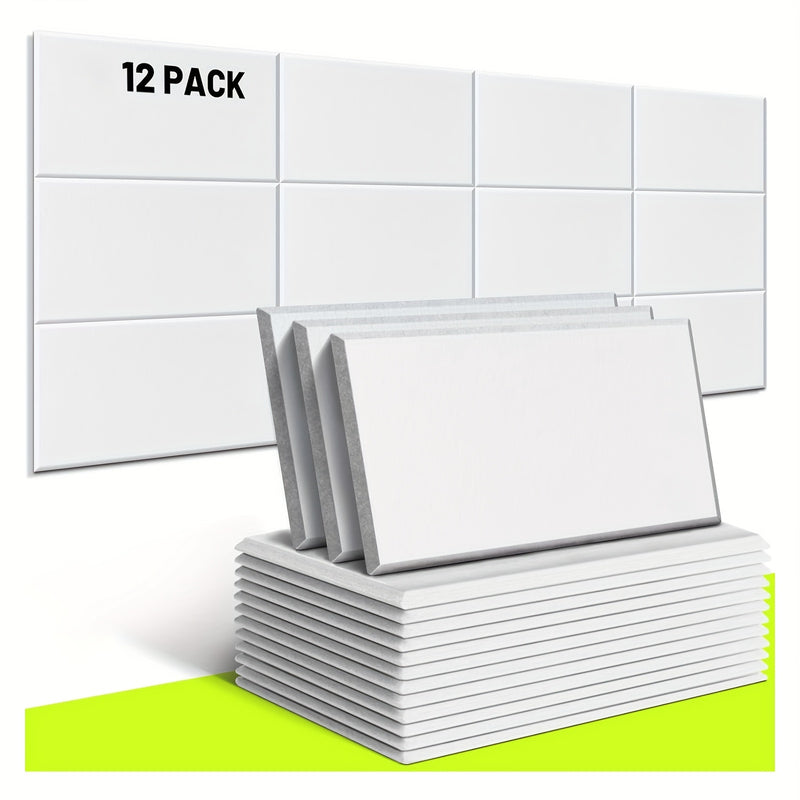 Paquete de 12 paneles acústicos para pared, 7.8×11.8×0.35 pulgadas Paneles de espuma insonorizantes con adhesivo trasero, Paneles de reducción de ruido absorbentes de sonido para paredes de puertas de oficina