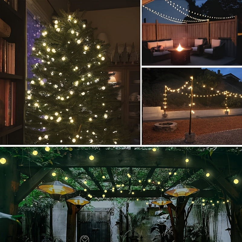 1 pieza, luces de cadena de bola de cristal solar LED, iluminación de ambiente de cuento de hadas, adecuado para jardín, porche, árbol de Navidad, fiesta, boda y decoraciones navideñas, iluminación festiva | Encanto de atmósfera, luces de hadas solares