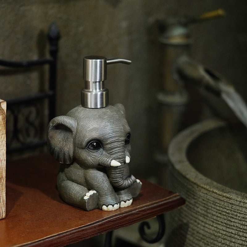 Dispensador de Jabón de Elefante Europeo Vintage - Botella de Loción de Resina Gótica para Baño, Sin PVC, No Necesita Energía