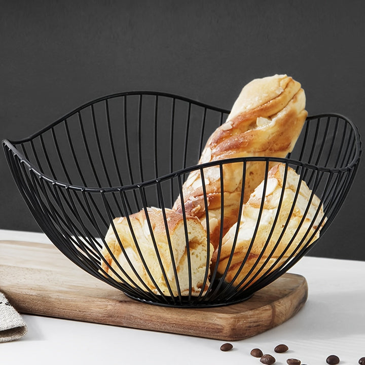 Canasta de alambre para frutas, 1 unidad, tazón de frutas para mostrador de cocina, ola, tazón para servir frutas, plato de alambre para frutas y verduras