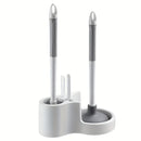 Juego de cepillo para inodoro 4-en-1 con soporte - Kit de limpieza de baño montado en la pared con mango largo extraíble que incluye cepillos para inodoros, baldosas, agentes de lechada y limpieza flexible, suministros de limpieza de baños