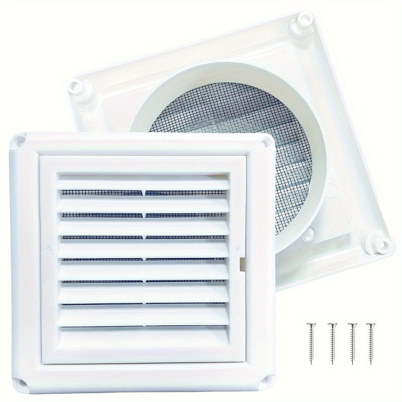 1pc Cubierta de Ventilación con Rejilla Blanca de Fácil Instalación de 10.16cm/15.24cm con Nido de Aves - Incluye 4 Tornillos, Plástico Duradero, para Exhauster de Secadora y Ventilaciones de Aire al Aire Libre, Cubierta de Ventilación de Secadora