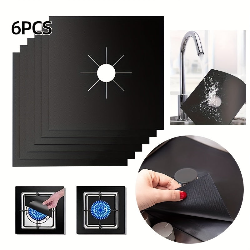 Conjunto de 6 Alfombrillas de Protección para Estufa de Gas 26.92cm x 26.92cm, Reutilizables, Estables a Altas Temperaturas, Seguras y No Tóxicas, Antiadherentes, Fáciles de Limpiar, Accesorios de Cocina