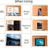 Estantería y soporte de bambú extragrande para lectura sin manos de libros grandes en la cama, recetas, libros de texto, derecho con 5 soportes ajustables en altura para portátiles, Organizador de escritorio y cajón para almacenamiento doméstico