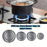 Juego de 4 Tapas para Quemador de Estufa de Gas Sabauf, Accesorios de Tapa de Hierro para Estufas de Carbón y Gas con Superficie Cóncava Brillante Cubierta de Fuego del Horno 10+7.5+7.5+5.5cm