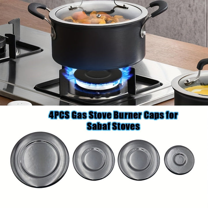 Juego de 4 Tapas para Quemador de Estufa de Gas Sabauf, Accesorios de Tapa de Hierro para Estufas de Carbón y Gas con Superficie Cóncava Brillante Cubierta de Fuego del Horno 10+7.5+7.5+5.5cm