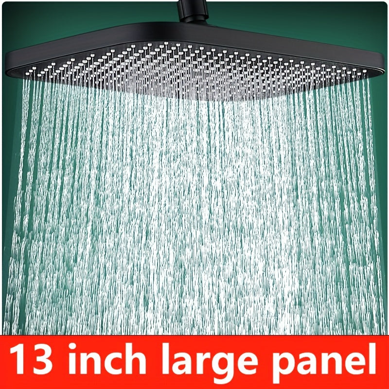 Cabezal de ducha cuadrado de gran panel de 13 pulgadas - Cabezal de ducha de techo montado en la pared con varias opciones de rociado, herramienta de ducha de baño de plástico duradera para una experiencia de ducha mejorada, cabezal de ducha para baño, d