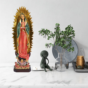 [Estatua de Nuestra Señora de Guadalupe] Estatua Católica Tradicional de María de Resina de 8In/12In/15In, 1ud Figura de Nuestra Señora de Guadalupe - Decoración de Mesa para el Hogar en Pascua y Regalo del Día de la Madre