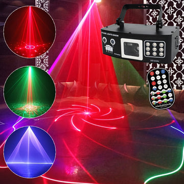 Luces de escenario LED YSH con control remoto - Negro, activadas por sonido, para KTV, bar, sala de estar y decoraciones de fiesta - Perfectas para cumpleaños, San Valentín, Año Nuevo y más, decoraciones de fiesta | Efectos visuales dinámicos | Control r