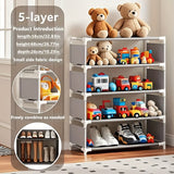 Estante de almacenamiento de juguetes de metal de 4/5/6/7 niveles - Resistente, ensamblaje sin herramientas, diseño moderno con ruedas y estructura sólida para juguetes, libros, juegos - Ideal para la organización del hogar y la sala de juegos, organizad