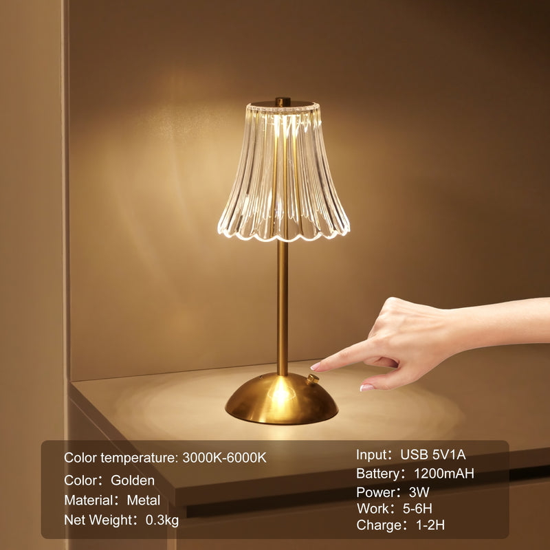 1pc Lámpara de Mesa Metálica Elegante con Control Táctil y Batería Recargable USB - Iluminación Ambiental Ajustable, Acabado en Latón Pulido para Sala de Estar, Dormitorio, Estudio, Comedor y Bar, Lámpara de Mesa Recargable