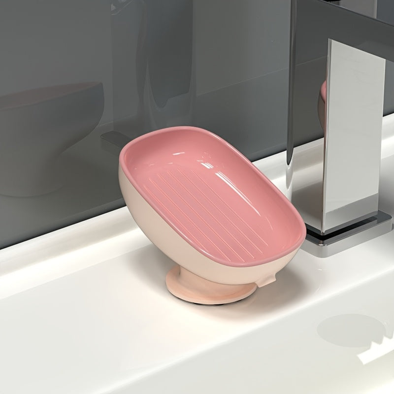 Porta jabón ovalado elegante para pared con drenaje, plato de jabón de plástico ajustable para baño - Bandeja de jabón lujosa desmontable, diseño moderno para hogar y hotelería, accesorios para baño