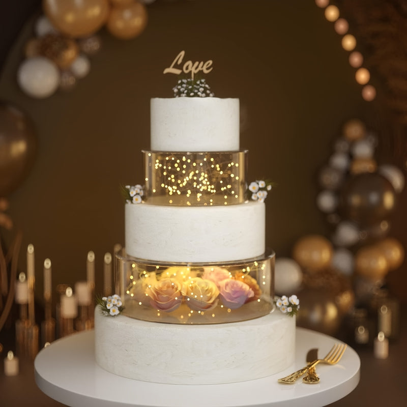 2 piezas de Soporte para Pastel Acrílico Transparente para Mesa de Postres, Caja Redonda Rellenable con Mantel de Papel de Encaje, Decoraciones Centrales para Fiestas de Cumpleaños y Bodas (20.32 cm, 30.48 cm)