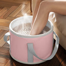Explor Foot Spa - Cubo Portátil Plegable para Baño de Piernas y Pies con Asas Ergonómicas, Sin Necesidad de Electricidad, No Tóxico & Libre de Formaldehído, Diseño Rosa y Gris para Relajación en Casa o Viajes