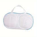 1pc Bolsa de Lavado para Sujetador Duradera con Cremallera – Funda Anti-Deformación para Lavadora para Todas las Copas, Lavado a Mano o en Seco, Blanca con Correas Azules, Evita Enredos y Daños en Ciclos de Lavado, Bolsas de Ropa
