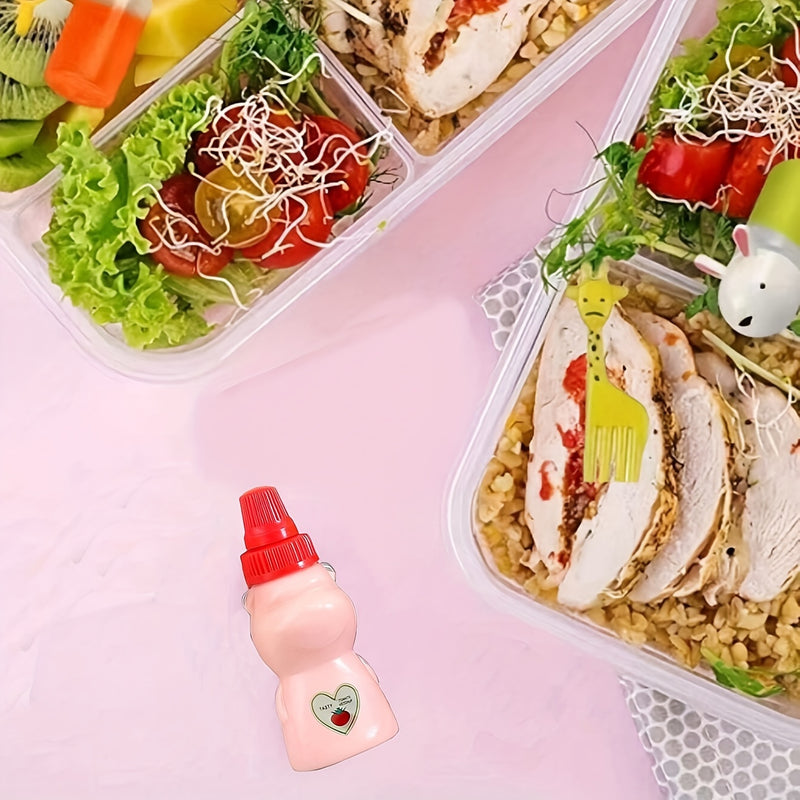 4 Piezas, Mini Botellas De Salsa, Mini Botellas De Ketchup, Botella De Salsa De Condimento, Botella De Plástico Portátil Para Contenedores De Oficina, Lonchera, Picnic, Aceite, Salsa De Soja, Miel, Aderezo Para Ensaladas, Botella De Especias, Utensilios