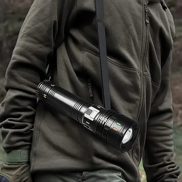 1 pieza de linterna de emergencia para exteriores, dispositivo de iluminación portátil con luces rojas y azules, ultra alta luminosidad, viene con correa, adecuada para acampar, pescar, ciclismo y uso de mantenimiento.