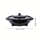 Versátil 2-en-1 Olla Eléctrica y Sartén para Parrilla - Sin Humo, Antiadherente de Aluminio, Bandeja para Barbacoa y Horneado de Doble Propósito, Enchufe US de 110-130V para Cocinar en Casa