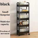 Carro de almacenamiento rodante de 3/4/5 niveles con ruedas - Organizador de plástico resistente para ropa interior, calcetines y accesorios, carro de utilidad negro multiusos para dormitorio, cocina, camping | Diseño reforzado, ensamblaje fácil, no requ