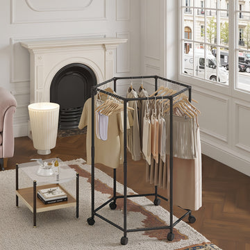 Colgador Hexagonal Giratorio 360° - Organizador Independiente de Acero al Carbono con Capacidad de 6.8 KG, Diseño Moderno en /Blanco para Dormitorio, Lavandería y Secado Móvil, Solución de Almacenamiento para Ropa