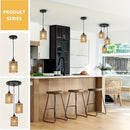 1 lámpara colgante de estilo bohemio - Sombrilla de mimbre tejido a mano, lámpara colgante ajustable de estilo granjero con enchufe E27, ideal para decoración de islas de cocina, comedor, sala de estar, bar y dormitorio, acabado metálico moderno, no incl