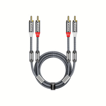 Cable de audio de alta fidelidad RIKSOIN con dobles anillos magnéticos: Cable de audio estéreo macho 2RCA a macho 2RCA, anti-interferencias, adecuado para teatro en casa, TV HD, amplificadores, sistemas de alta fidelidad, altavoces