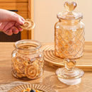 Encantador Tarro de Galletas de Vidrio Ámbar con Tapa de Corazón - Contenedor de Almacenamiento Reutilizable y Sellable para Galletas y Dulces, Perfecto para la Organización de la Cocina