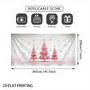 Banner de puerta 2D, 1 unidad, decoración navideña Árbol de Navidad rosa, poliéster, para regreso a clases, fiesta hawaiana, fondo de decoración de habitación, decoración de jardín exterior