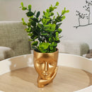 Maceta de Flor de Resina Pensador Dorado - Decoración Única para Jardinería Interior y Exterior en Hogar y Oficina, No Necesita Electricidad, Material de Resina Duradero, Versátil para Varios Tipos de Habitaciones