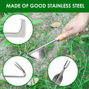 Juego de 4 Herramientas para Deshierbar Acero Inoxidable con Mango Ergonómico de Madera, Set Multiusos para Jardinería y Transplante