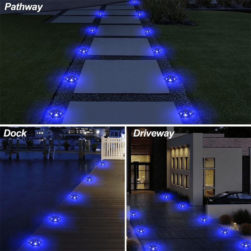 4/6pcs Luces Solares LED para Terraza, Luces de Muelle Solar, Aluminio Fundido, Luces Solares para Entrada, Camino Jardín y Pasillo Exterior con 2 Modos (Blanco + Luz Cálida)