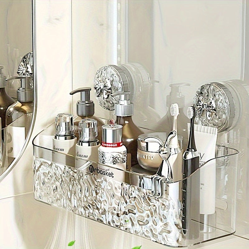 Organizador de Baño con Ventosa de Fácil Instalación - Cesta de Almacenamiento Montada en la Pared para Artículos de Aseo, Sin Necesidad de Taladrar, Decoración de Regalo para Navidad/Halloween