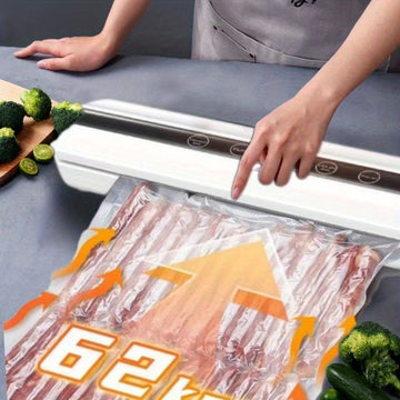 Máquina de sellado hermético inalámbrica, máquina de conservación de alimentos para cocina doméstica, extracción de vacío automática, uso húmedo y seco, viene con 10 bolsas de vacío, adecuada para almacenamiento de alimentos en el hogar y en campamentos