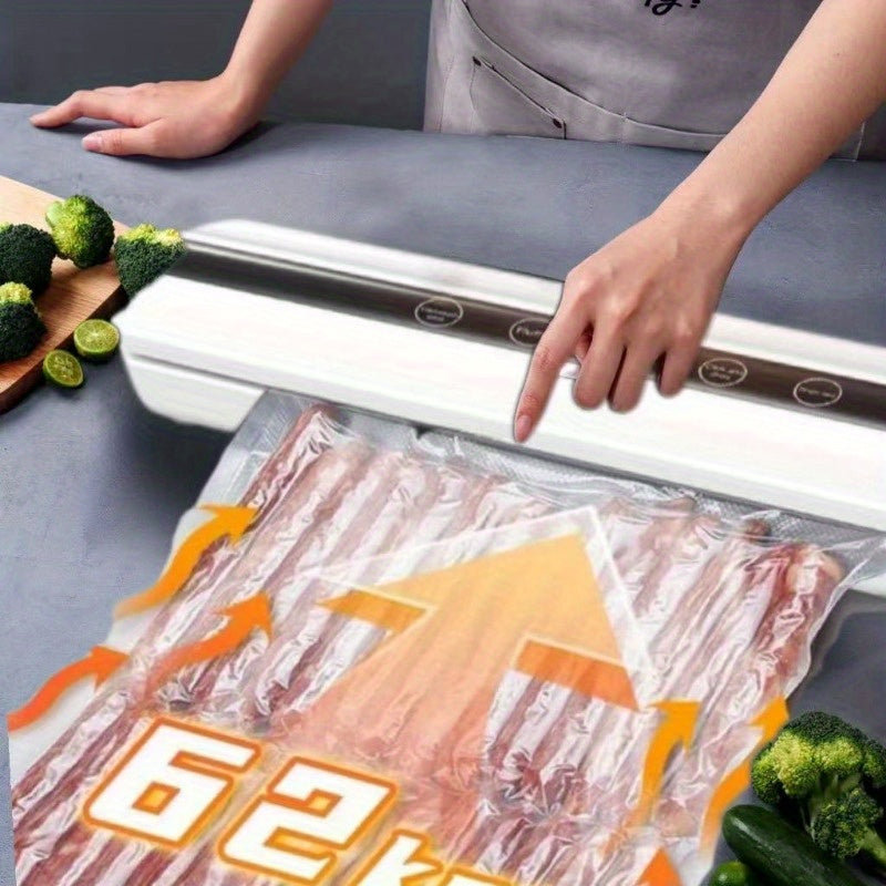 Máquina de sellado hermético inalámbrica, máquina de conservación de alimentos para cocina doméstica, extracción de vacío automática, uso húmedo y seco, viene con 10 bolsas de vacío, adecuada para almacenamiento de alimentos en el hogar y en campamentos
