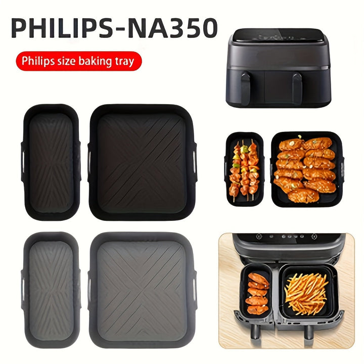 2 piezas de Tapetes para Hornear de Silicona Adecuados para Freidora de Aire, Tamaño Compatible con Modelos de Bandeja de Silicona Philips NA350-3000 con Superficie Antiadherente, Fáciles de Limpiar en Freidoras de Aire, Hornos y Microondas