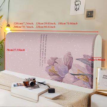 1 pieza de Funda para Cabecero de Poliéster Suave con Diseño Floral Elegante, Lavable a Máquina, Degradado de Rosa Claro a Beis, Perfecto para la Decoración del Dormitorio y Habitaciones de Hotel