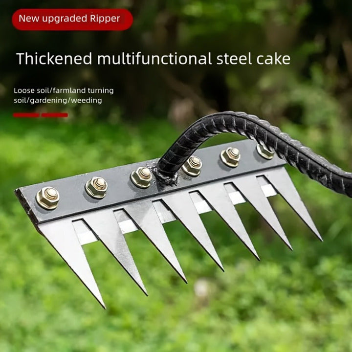 Rastrillo de jardín de acero al carbono de alta resistencia - Aerador manual de suelo y césped, diseño de horquilla de 360°, estructura metálica duradera, ideal para jardinería y ventilación de suelo, herramienta de jardín | Construcción sólida | Rastril