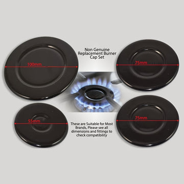 4 piezas de cubiertas de quemador de estufa de gas SABAF - Moda negra, duraderas y fáciles de limpiar, (55mm1 pieza + 75mm2 piezas + 100mm1 pieza)
