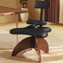 Silla de oficina de 1 pieza con altura ajustable y soporte lumbar ergonómico - Marco de metal, base de madera de corcho, forro negro, ideal para uso en casa y oficina, opción de asiento versátil | Silla de oficina moderna | Altura ajustable del asiento
