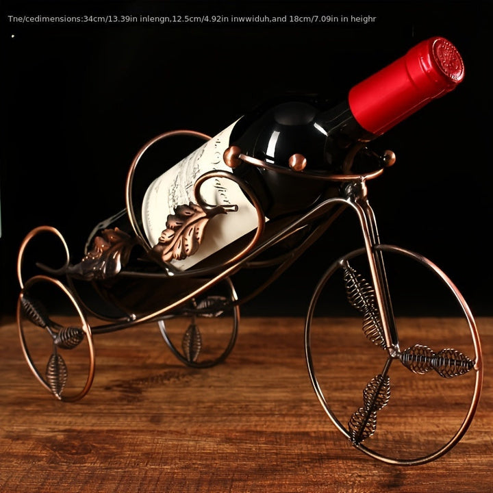 1pieza Estante de vino de metal vintage con soporte de vidrio, acabado lacado, gran capacidad de 5.0L Diseño de carruaje Gabinete de vino para exhibición de sala de estar