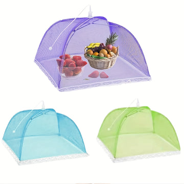 3 piezas, cubiertas plegables para alimentos, carpas de malla anti moscas/bichos/mosquitos, protector de alimentos para picnic, camping y asados, fácil de guardar