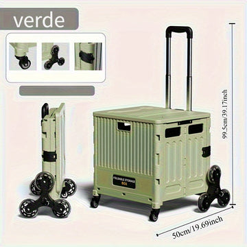 1pc Carrito de compras plegable portátil, carrito ligero plegable para supermercado, tienda de comestibles, campamento al aire libre, picnic, carrito de tracción manual, no necesita electricidad, material de plástico duradero