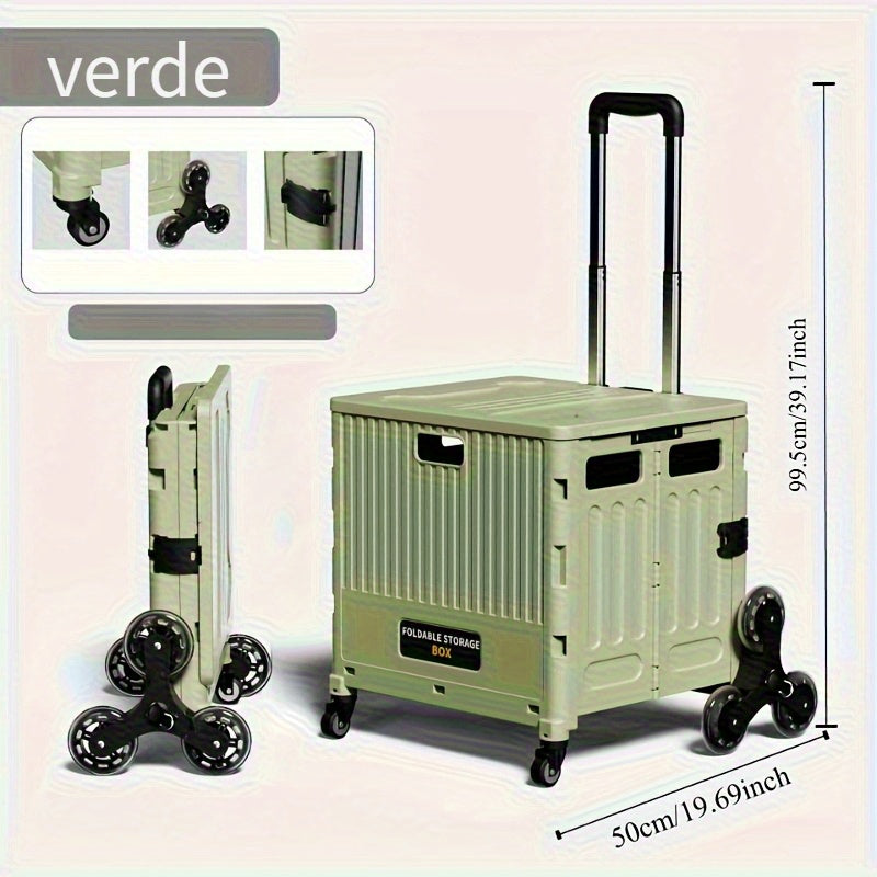 1pc Carrito de compras plegable portátil, carrito ligero plegable para supermercado, tienda de comestibles, campamento al aire libre, picnic, carrito de tracción manual, no necesita electricidad, material de plástico duradero