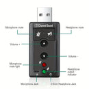 Tarjeta de sonido USB virtual 7.1 canales, adaptador de audio externo USB 2.0 para micrófono, parlantes y auriculares con conector estéreo de 3.5mm