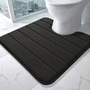 Tapete de baño en forma de U de esponja de memoria, negro, antideslizante y absorbente de agua, tapete de baño suave y lavable, decoración de baño, accesorio de baño