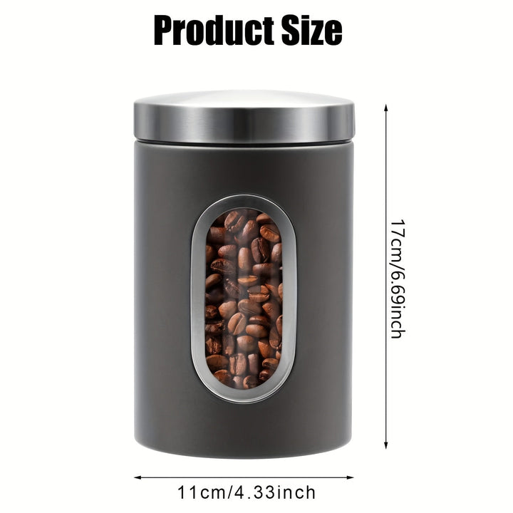 Juegos de Recipientes para la Cocina, Set de 3 Piezas para Almacenar Azúcar, Harina y Té en Acero Inoxidable con Ventana Transparente para Organizar el Mostrador