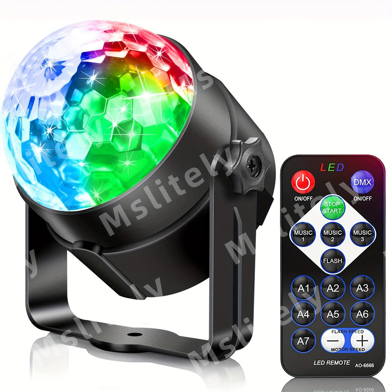 1 pieza de luz de bola de disco RGB con control remoto, activación de sonido, rotación motorizada, luz de cielo estrellado LED alimentada por USB, perfecta para fiestas de baile en casa, bares, karaoke, decoración de pared, regalos y fiestas.