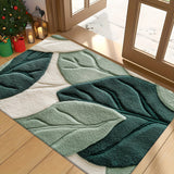 Alfombra de Baño con Patrón de Hoja Verde, Lavable en Máquina - Ideal para Cocina, Entrada y Decoración de Ducha - Regalo Perfecto para Estrenar Casa, Accesorio para Baño y Cocina