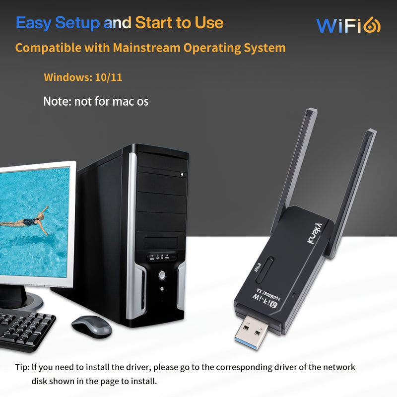 KS-WA1800 Adaptador inalámbrico USB con 1200Mbps 5GHz y 574Mbps 2.4GHz Dual-Band, 2x2dBi Antenas, WPS y USB 3.0, Plug & Play para PC/Laptop/Tablet - Batería, Diseño compacto, Adaptador inalámbrico para portátiles, Acceso a la red de tabletas, Acabado met