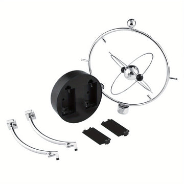 Pendulo Céleste Metálico Moderno - Adorno de Escritorio Orbital Oscilante para Hogar y Oficina, Funciona con Pilas (No Incluye Pilas AA), Diseño Elegante y Moderno con Marco Esférico y Base Metálica, Ideal para Decoración de Habitaciones o Escritos